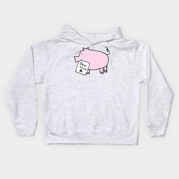 Cute Pig says Bee Mine on Valentines Day Kids Hoodie by ellenhenryart